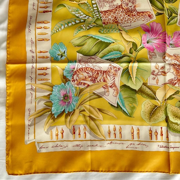 [SOLD] Authentic Salvatore Ferragamo Silk Scarf, Rare Animal Print, EUC - Picture 5 of 14